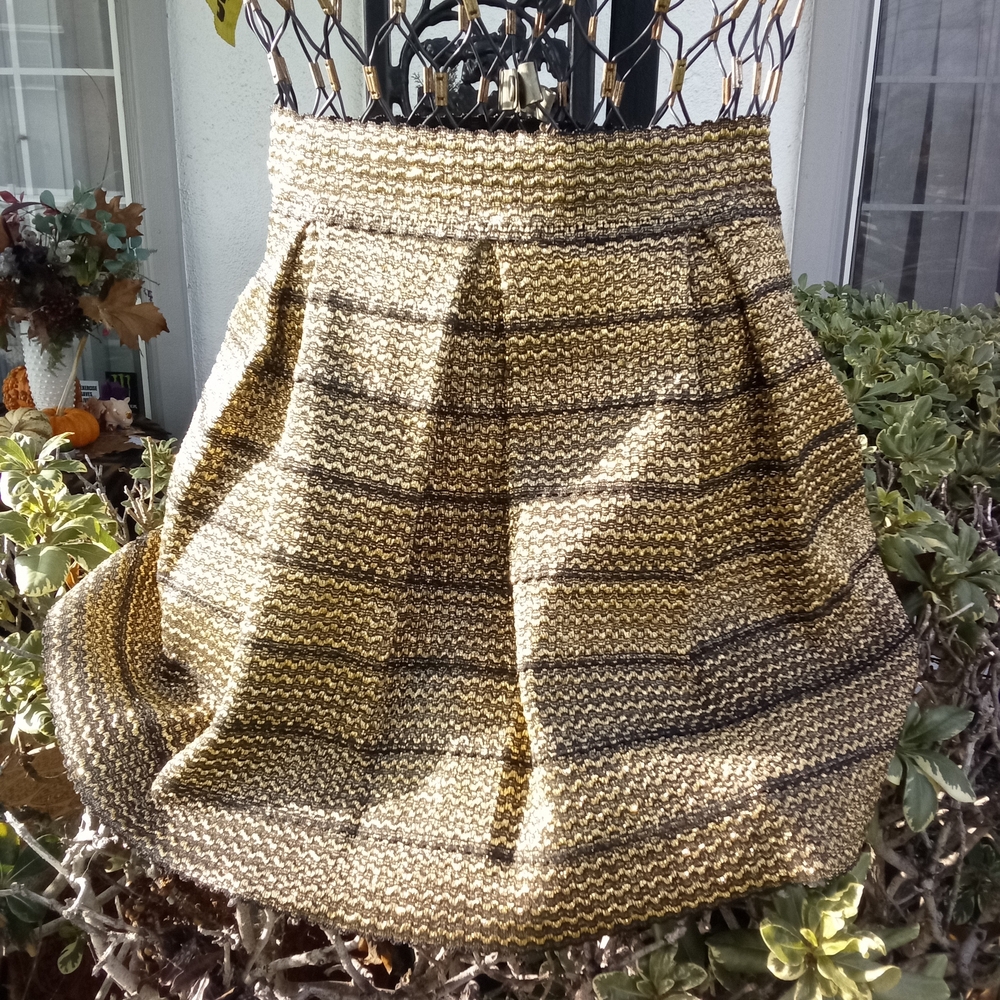 Festive Ginger G Striped Gold and Black Metallic Women's Skirt